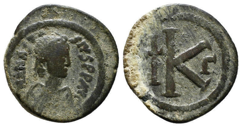 ANASTASIUS I (491-518). Half Follis. Constantinople.
Obv: D N ANASTASIVS P P AVG...