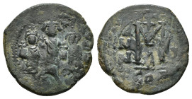 HERACLIUS with HERACLIUS CONSTANTINE and Heraclonas (610-641). Follis. Constantinople. Dated RY 30 ? (639/40).
Obv: Heraclius, holding long cross, fl...