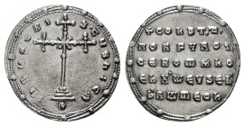 CONSTANTINE VII PORPHYROGENITUS with ROMANUS I (913-959). Miliaresion. Constantinople.
Obv: IҺSЧS XRISTЧS ҺICA.
Cross crosslet set upon three steps, w...