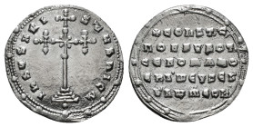 CONSTANTINE VII PORPHYROGENITUS with ROMANUS I (913-959). Miliaresion. Constantinople.
Obv: IҺSЧS XRISTЧS ҺICA.
Cross crosslet set upon three steps, w...