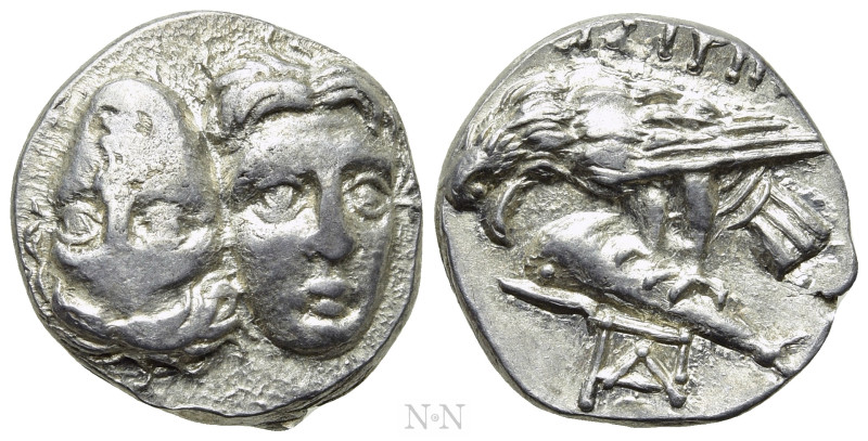 MOESIA. Istros. Drachm (4th century BC). 

Obv: Facing male heads, the left in...