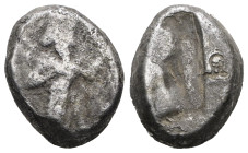 PERSIA, Achaemenid Empire. Time of Xerxes II to Artaxerxes II. Circa 420-375 BC. AR Siglos. Persian king or hero in kneeling-running right/ Incuse pun...