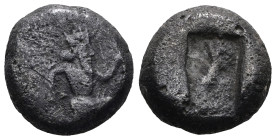 PERSIA, Achaemenid Empire. Time of Xerxes II to Artaxerxes II. Circa 420-375 BC. AR Siglos. Persian king or hero in kneeling-running right/ Incuse pun...