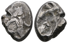 PERSIA, Achaemenid Empire. Time of Xerxes II to Artaxerxes II. Circa 420-375 BC. AR Siglos. Persian king or hero in kneeling-running right/ Incuse pun...