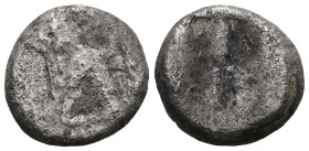 PERSIA, Achaemenid Empire. Time of Xerxes II to Artaxerxes II. Circa 420-375 BC. AR Siglos. Persian king or hero in kneeling-running right/ Incuse pun...