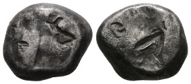 PERSIA, Achaemenid Empire. Time of Xerxes II to Artaxerxes II. Circa 420-375 BC. AR Siglos. Persian king or hero in kneeling-running right/ Incuse pun...