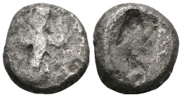 PERSIA, Achaemenid Empire. Time of Xerxes II to Artaxerxes II. Circa 420-375 BC. AR Siglos. Persian king or hero in kneeling-running right/ Incuse pun...