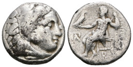 KINGS of MACEDON. Alexander III ‘the Great’. 336-323 BC. AR Drachm. Head of Herakles right, wearing lion skin / Zeus Aëtophoros seated left.
Weight 4,...