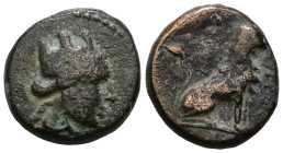 GALATIA, Pessinos. Late 1st century BC. Æ. Turreted head of Tyche right / Lion seated right.
Weight 5,64 gr - Diameter 15 mm.
