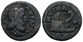 IONIA, Smyrna. Pseudo-autonomous issue. temp. Severans, AD 193-235 Æ. Head of Zeus Akraios right / Prow right.
Weight 3,09 gr - Diameter 18 mm.