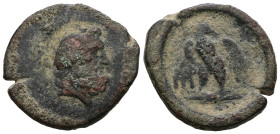 Kings of Galatia, Deiotaros Æ. Circa 62-40 BC. Laureate head of Zeus to right / Eagle standing to left, head to right, on thunderbolt; monogram to lef...