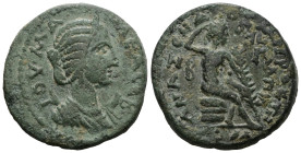 CILICIA. Anazarbus. Julia Mamaea (Augusta, 222-235). Ae Triassarion. 
Obv: IOV MAMЄA CЄB. Draped bust right. 
Rev: ANAS ЄNΔOΞ MHTP ЄΠI OΛVMΠIA / B Γ /...