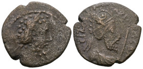 Marcus Aurelius with Abgar III. (161-180 AD) Bronze Æ. Mesopotamia. Edessa.
Weight 6,05 gr - Diameter 21 mm.