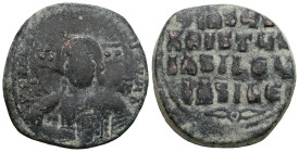 BYZANTINE EMPIRE. Temp. Constantine VIII-Basil II. Circa 1020-1028. Æ follis (anonymous).
Weight 9,38 gr - Diameter 25 mm.