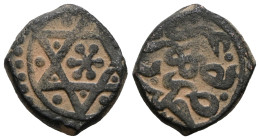 Seljuk (1037–1157) bronze coin. Obverse: Arabic inscription. Reverse: Arabic inscription
Artificial sandpatina.
Weight 2,79 gr - Diameter 14 mm.