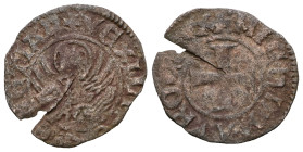 Italian States Venice  Michele Morosini doge LXI, 1382. Tornesello, Mist. +MIChL'MAVROC DVX Croce patente. Rv. +VEXILIFER VENECIA4 Leone in soldo. CNI...