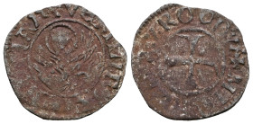 Italian States Venice  Michele Morosini doge LXI, 1382. Tornesello, Mist. +MIChL'MAVROC DVX Croce patente. Rv. +VEXILIFER VENECIA4 Leone in soldo. CNI...