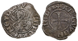 Italian States, Venice Antonio Venier doge LXII, 1382-1400. Tornesello, Mist. + ANTO'VENERIO DVX Croce patente. Rv. = VEXILIFER VENETIA4 Leone in sold...