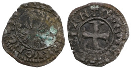 Italian States, Venice Antonio Venier doge LXII, 1382-1400. Tornesello, Mist. + ANTO'VENERIO DVX Croce patente. Rv. = VEXILIFER VENETIA4 Leone in sold...