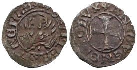 Italian States, Venice Antonio Venier doge LXII, 1382-1400. Tornesello, Mist. + ANTO'VENERIO DVX Croce patente. Rv. = VEXILIFER VENETIA4 Leone in sold...