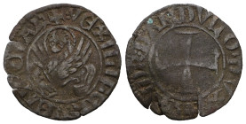 Italian States Venice  Andrea Dandolo doge LIV, 1342-1354. Tornesello, Mist. + ANDR DANDVLO DVX Croce patente. Rv. + VEXILIFER VENECIA’ Leone in soldo...