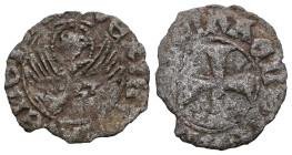 itatalian states, Venice , Michael Steno(1400-1413AD).  tornesello no date. Obv: +MIChAEL STEN DUX, cross within circular frame. Rev: +VEXILIFER VENET...