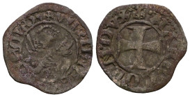Italian States Venice  Marco Corner doge LVIII, 1365-1368. Tornesello, Mist. + MARC CORN DVX Croce patente. Rv. + VEXILIFER VENECIA4 Leone in soldo. C...