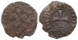 Italian States Venice  Antonio Venier doge LXII, 1382-1400. Tornesello, Mist. + ANTO'VENERIO DVX Croce patente. Rv. = VEXILIFER VENETIA4 Leone in sold...