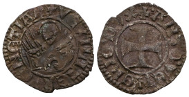 Italian States Venice  Antonio Venier doge LXII, 1382-1400. Tornesello, Mist. + ANTO'VENERIO DVX Croce patente. Rv. = VEXILIFER VENETIA4 Leone in sold...