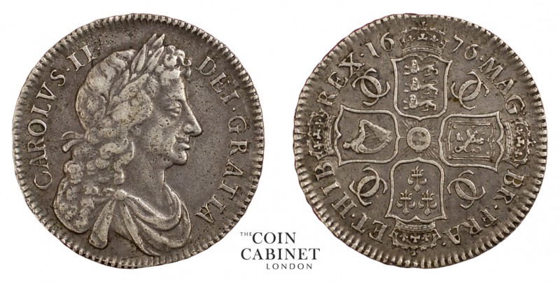 BRITISH COINS. Charles II, 1660-85. Halfcrown, 1676, London. Retrograde 1. 14.63...