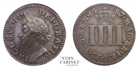 BRITISH COINS. James II, 1685-88. Fourpence, 1687, London. 1.98 g. 19 mm. KM 455.1; S.3414. Overdate 1787 on 1786. Scarce this nice. Extremely fine wi...