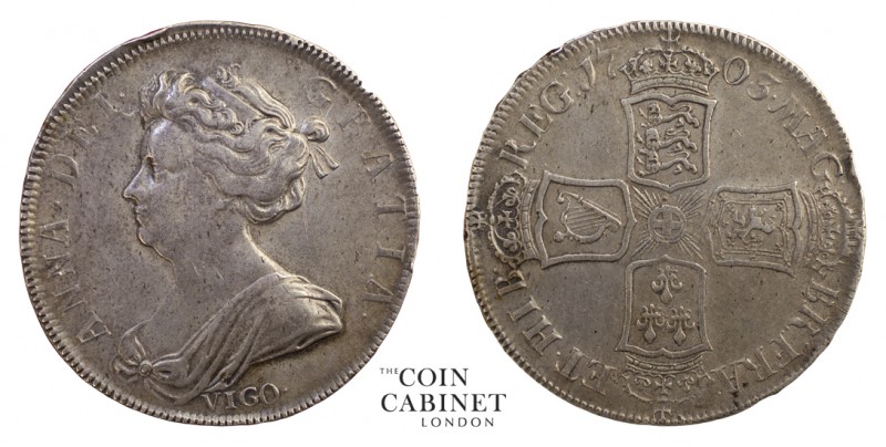 BRITISH COINS. Anne, 1702-14. Halfcrown, 1703-Vigo, London. 15.03 g. 33 mm. ESC-...