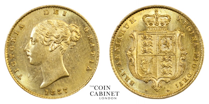 BRITISH COINS. Victoria, 1837-1901. Gold Half Sovereign, 1857, London. 4.00 g. 1...