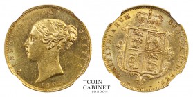 BRITISH COINS. Victoria, 1837-1901. Gold Half Sovereign, 1873, London. NGCﾠMS62. 4.00 g. 19.3 mm. Mintage: 2,003,464. Marsh 448, S.3860D. We grade Alm...