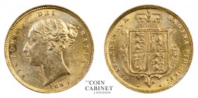 BRITISH COINS. Victoria, 1837-1901. Gold Half Sovereign, 1883, London. 4.00 g. 19.3 mm. Mintage: 2,807,411. Marsh 457, S.3861. Some scattered marks on...