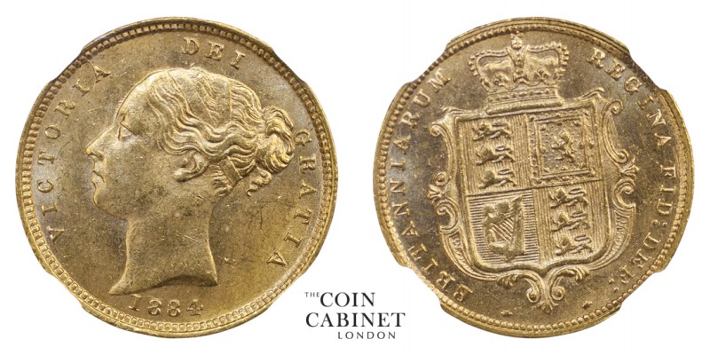 BRITISH COINS. Victoria, 1837-1901. Gold Half Sovereign, 1884, London. NGCﾠMS63....