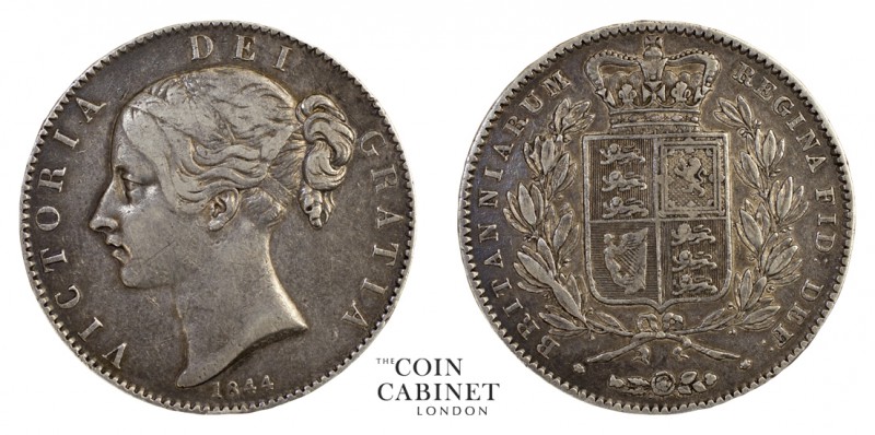 BRITISH COINS. Victoria, 1837-1901. Crown, 1844, London. Cinquefoil stops. 28.16...