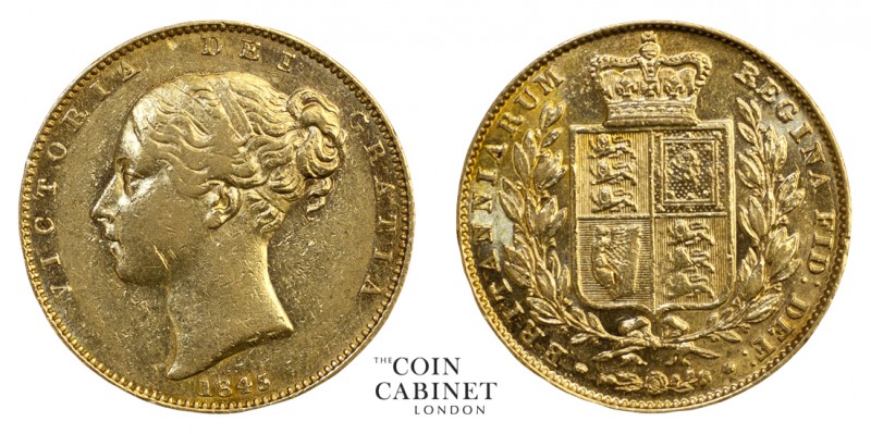 BRITISH GOLD SOVEREIGNS. Victoria, 1837-1901. Gold Sovereign, 1845, London. Shie...