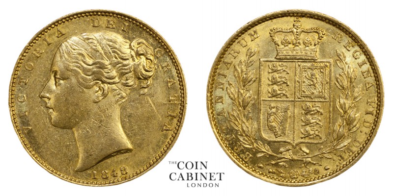 BRITISH GOLD SOVEREIGNS. Victoria, 1837-1901. Gold Sovereign, 1848, London. Shie...