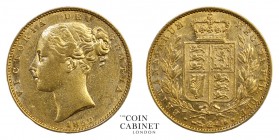 BRITISH GOLD SOVEREIGNS. Victoria, 1837-1901. Gold Sovereign, 1852, London. Shield. 7.96 g. 22.05 mm. Mintage: 8,053,435. Marsh 35; S.3852C. Good very...