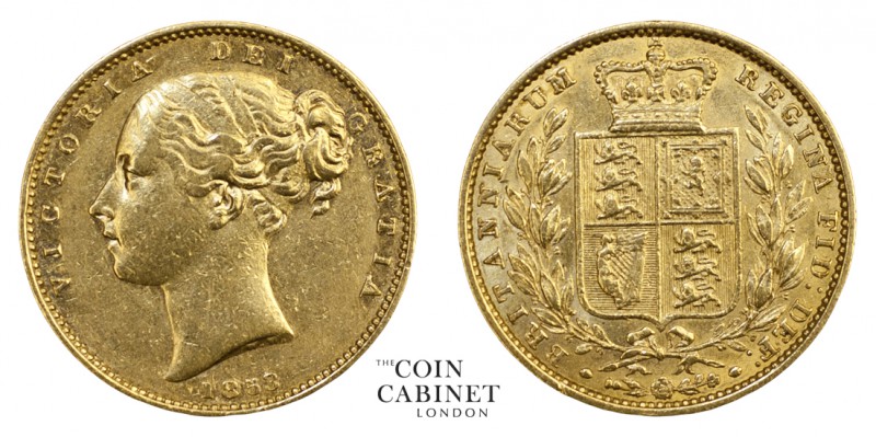 BRITISH GOLD SOVEREIGNS. Victoria, 1837-1901. Gold Sovereign, 1853, London. Shie...