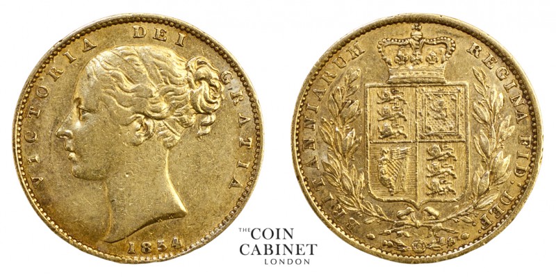 BRITISH GOLD SOVEREIGNS. Victoria, 1837-1901. Gold Sovereign, 1854, London. Shie...