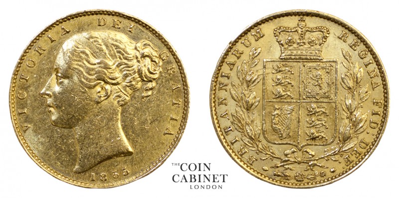 BRITISH GOLD SOVEREIGNS. Victoria, 1837-1901. Gold Sovereign, 1855, London. Shie...
