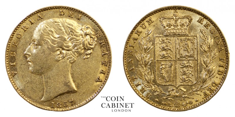 BRITISH GOLD SOVEREIGNS. Victoria, 1837-1901. Gold Sovereign, 1857, London. Shie...