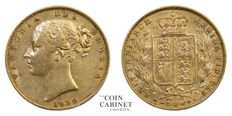 BRITISH GOLD SOVEREIGNS. Victoria, 1837-1901. Gold Sovereign, 1858, London. Shie...
