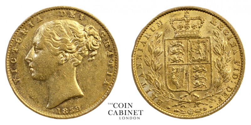BRITISH GOLD SOVEREIGNS. Victoria, 1837-1901. Gold Sovereign, 1859, London. Shie...