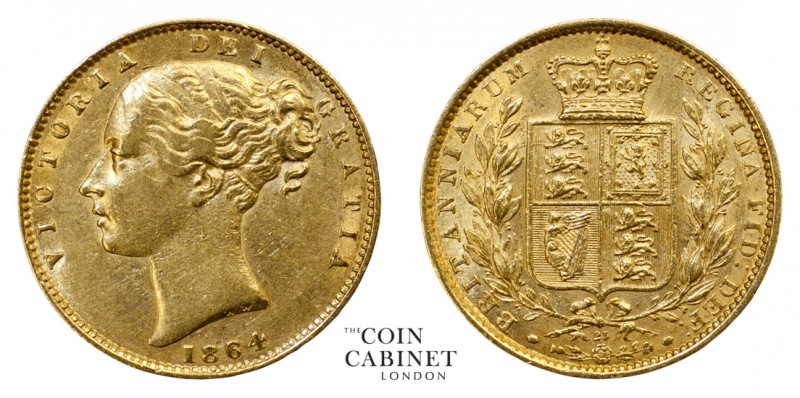 BRITISH GOLD SOVEREIGNS. Victoria, 1837-1901. Gold Sovereign, 1864, London. Shie...