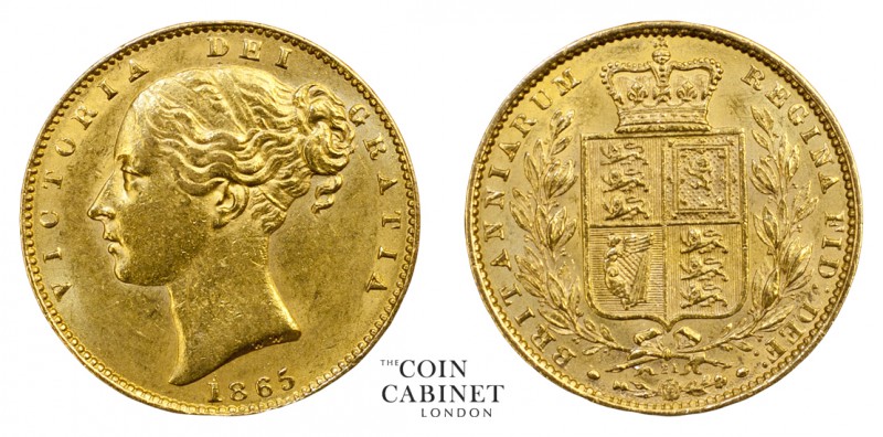 BRITISH GOLD SOVEREIGNS. Victoria, 1837-1901. Gold Sovereign, 1865, London. Shie...