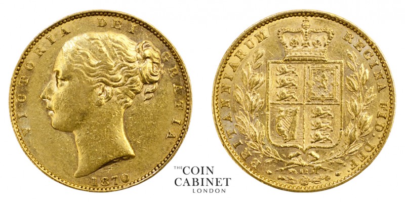 BRITISH GOLD SOVEREIGNS. Victoria, 1837-1901. Gold Sovereign, 1870, London. Shie...