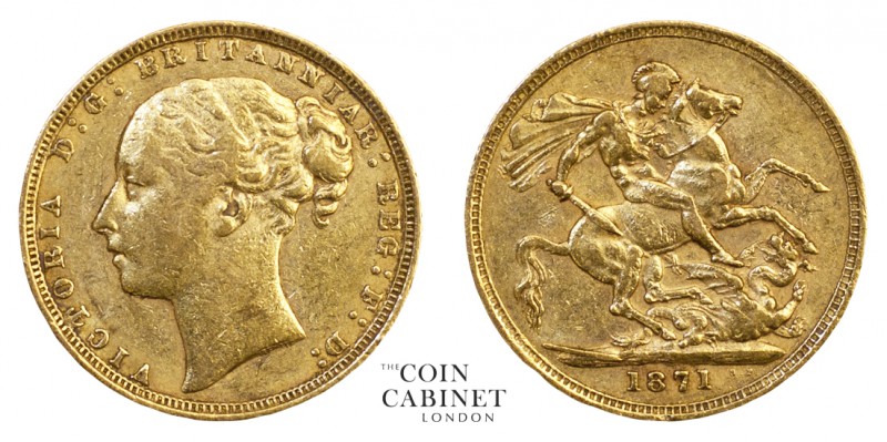 BRITISH GOLD SOVEREIGNS. Victoria, 1837-1901. Gold Sovereign, 1871, London. St G...